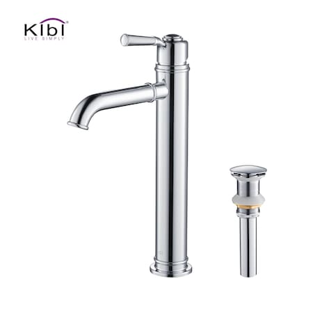 Kibi Victorian Single Handle Bathroom Vessel Sink Faucet with Pop Up Drain C-KBF1013CH-KPW101CH